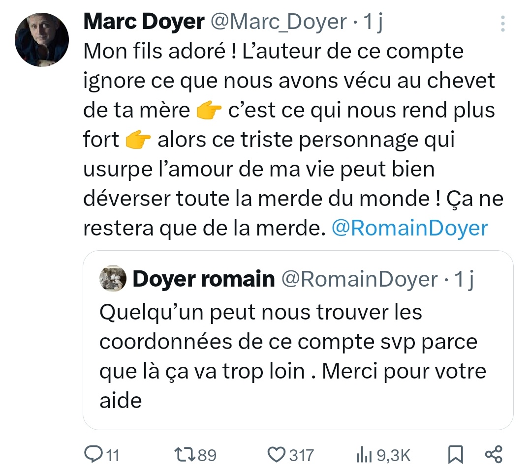 marseille_jeff's tweet image. Le petit monde qui défend Wargon defend ce genre de compte qui usurpe l'identité de la femme défunte de @Marc_Doyer .
Ca parle d'une autopsie rapide "il ne reste plus grand chose". 
C'est le réseau qui a désinformé pendant le COVID. Et c'est eux le camp de la haine. ⤵️