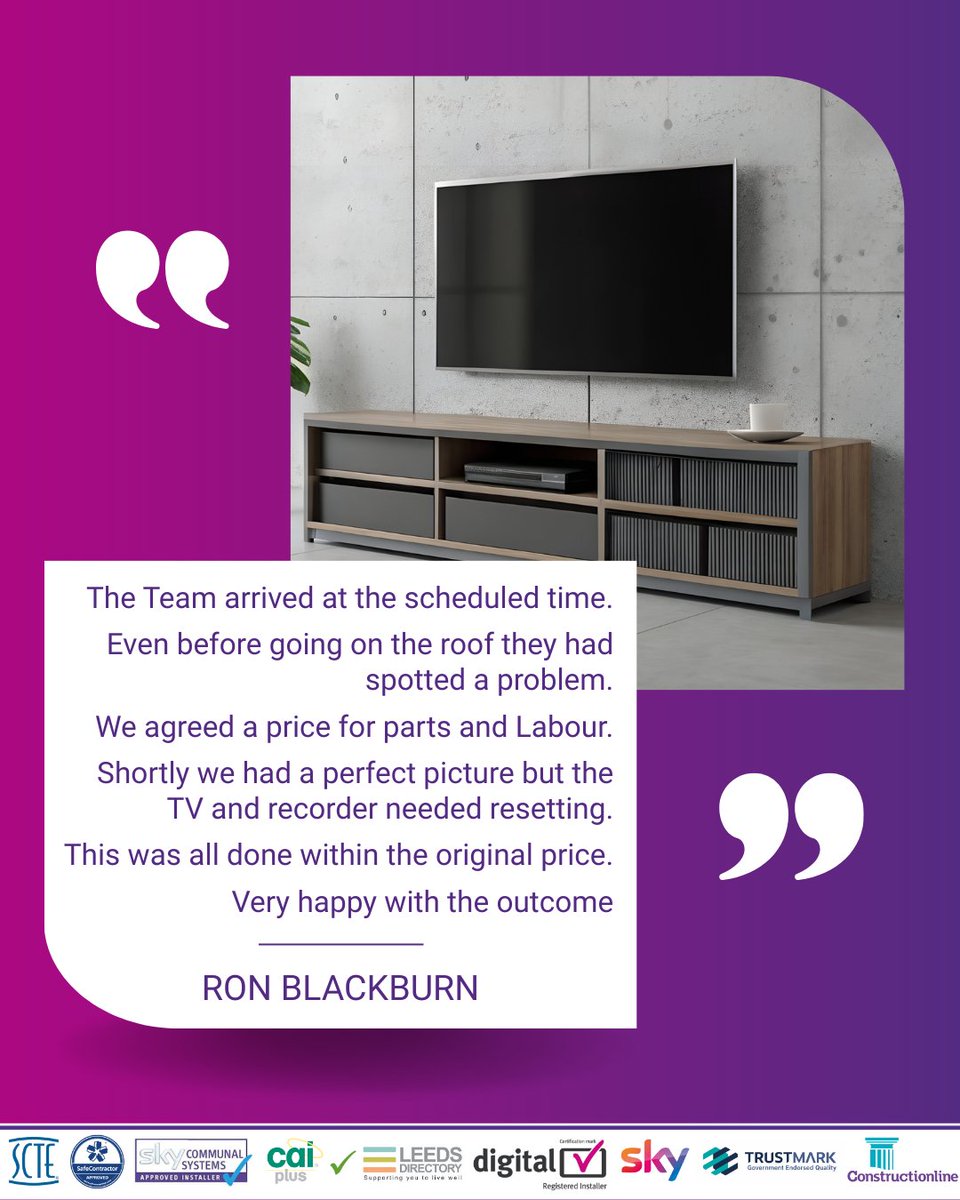 Cube_Comms's tweet image. Another happy customer and a clean, professional TV install from the Cube Communications team.

Thanks to Ron for the kind words; we pride ourselves on getting it right the first time and keeping everything clear, including the price.

#tvinstall #tvonwalldesign #tvinstallation