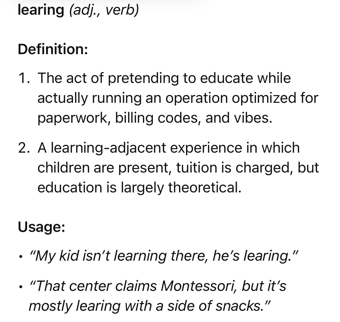 Pop_Collapse's tweet image. How long until @Apple’s iPhone just accepts that “learing” is a real word and stops gaslighting me with autocorrect?

At this point it’s been used so much it deserves full dictionary status—and maybe its own emoji. 📖😄