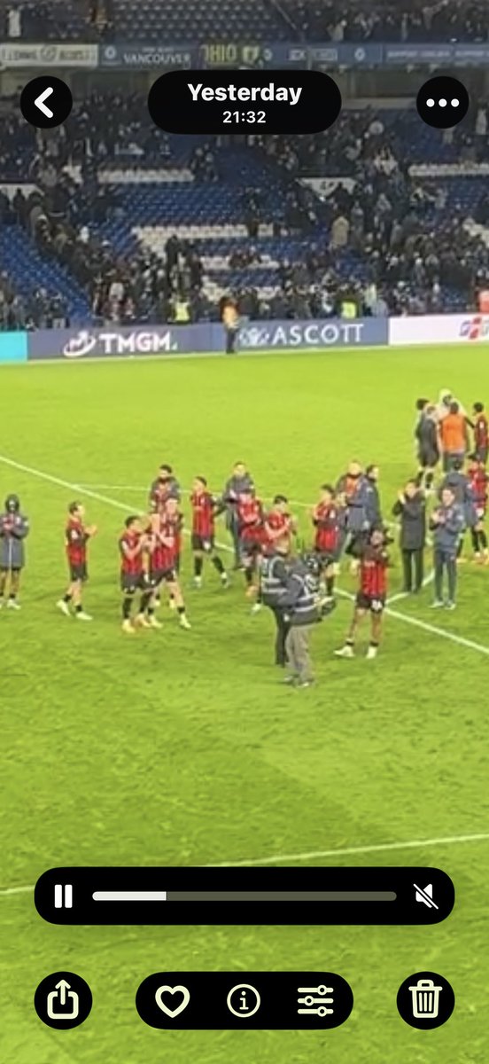 JuBirks's tweet photo. Performance was so much better last night. More effort and more positivity. Great to see. Our fans were ๐๐ป too #AFCB #CHEBOU ๐๐ป ๐ https://t.co/19iva8lfcr