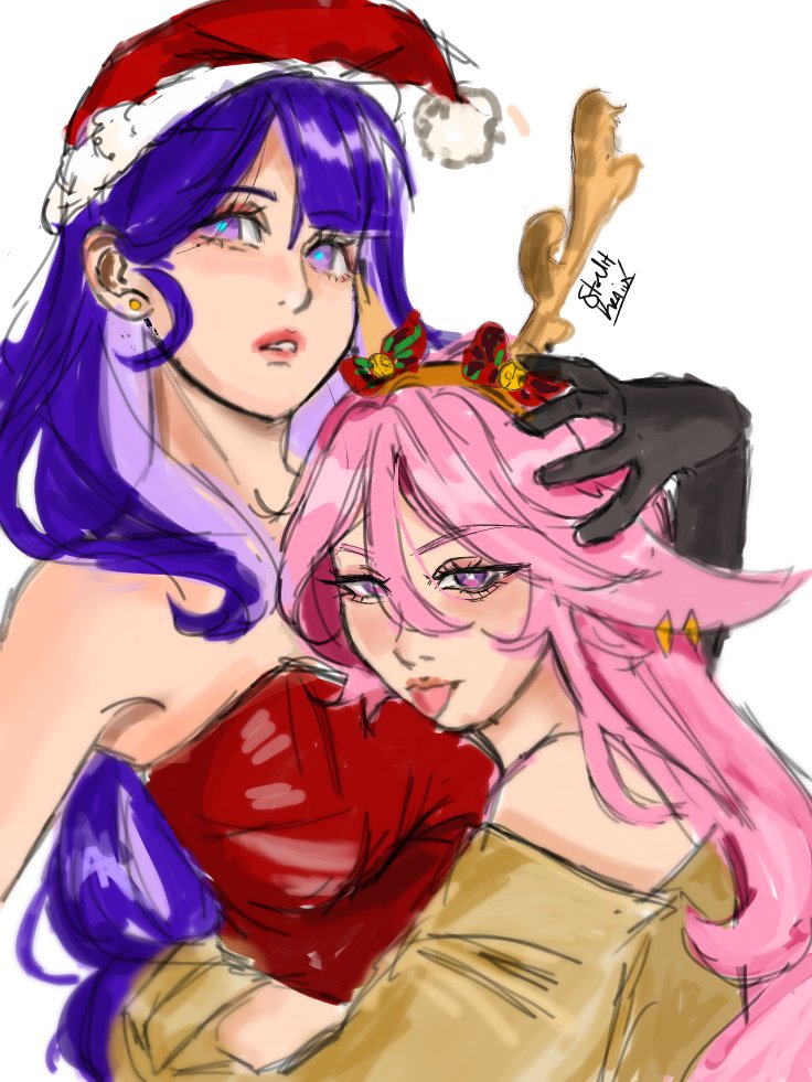 StarlitKairos's tweet image. Overdue Christmas Eimiko art.