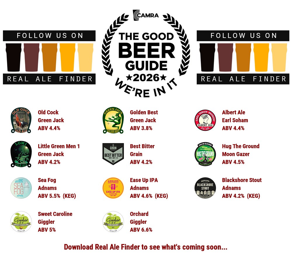 doughtagnan's tweet image. On the bar this evening to see out 2025  @WRacehorse #cheers #HappyNewYear2026
Beer Board: bit.ly/2uF0IM6

#goodbeerguide @CAMRA_Official @greenjackbrew @BreweryEarl @grainbrewery @moongazerale @Adnams #GigglerCider @NESuffolkCAMRA
#RealAleFinder