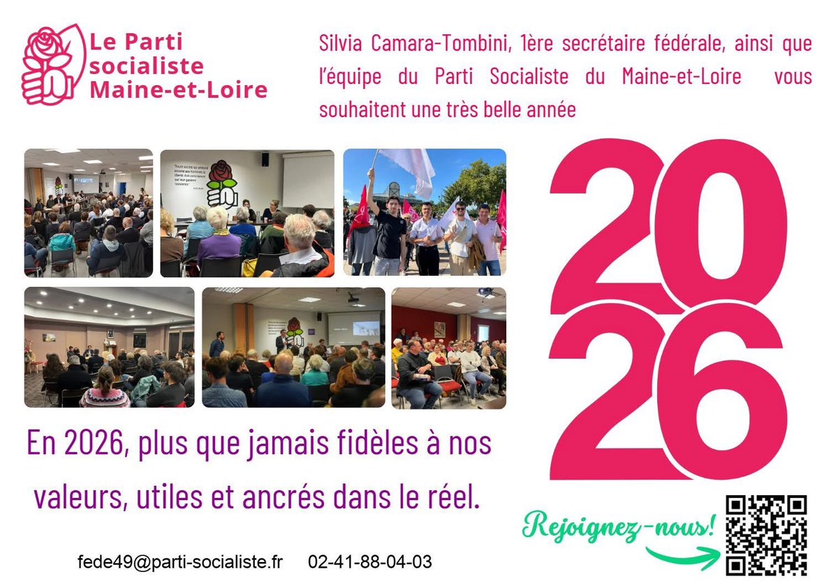ps_49's tweet image. En 2026 plus que jamais fidèles à nos valeurs, utiles et ancrés dans le réel ! 

Les socialistes du 49 vous souhaitent une excellente année 2026!