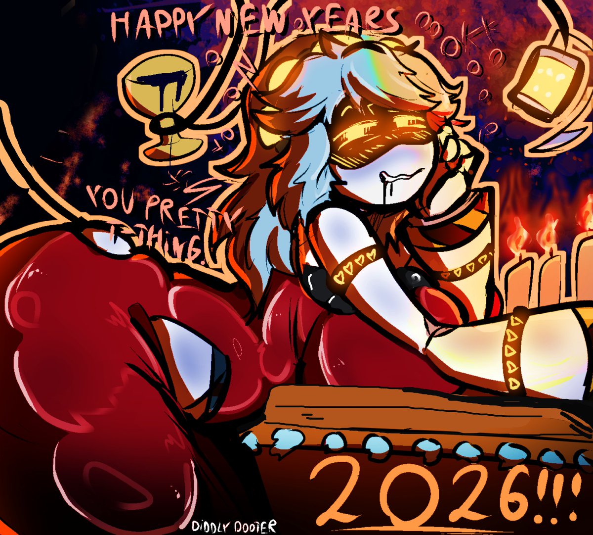 DiddlyDooter's tweet photo. HAPPY NEW YEARS FROM ME AND V!!!!

(sorry for the repost had to change some stuff ^w^)
#murderdrones #mdtwt #SerialDesignationV https://t.co/yIOyJPCPjT