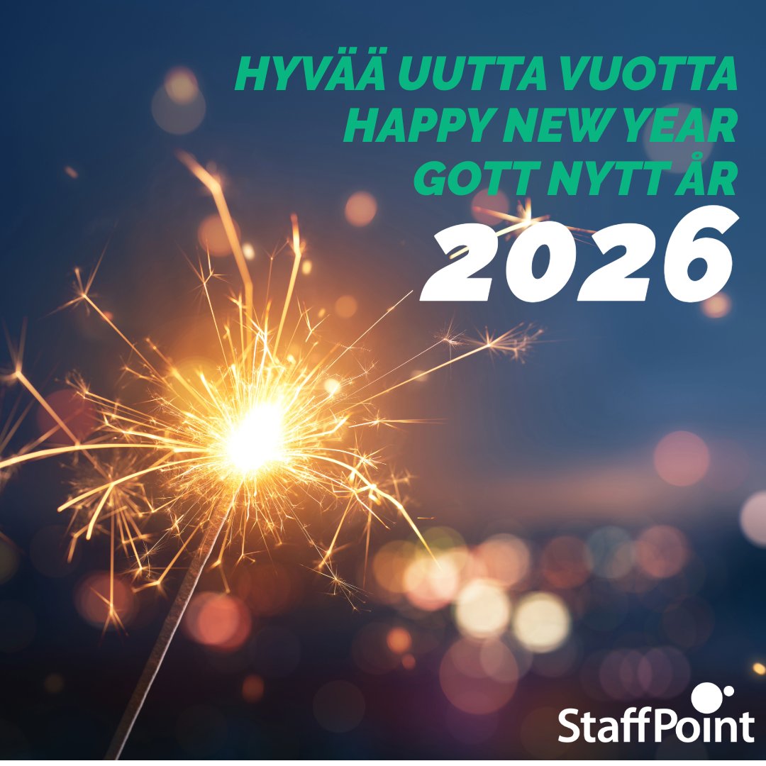 ✨ Hyvää uutta vuotta 2026!
Olkoon edessäsi mahdollisuuksia, työtä joka innostaa ja hetkiä, jotka jäävät mieleen. Me uskomme, että hyviä asioita on tulossa — ja olemme mukana matkassa. 
#uusivuosi #2026 #omienpolkujentekijät