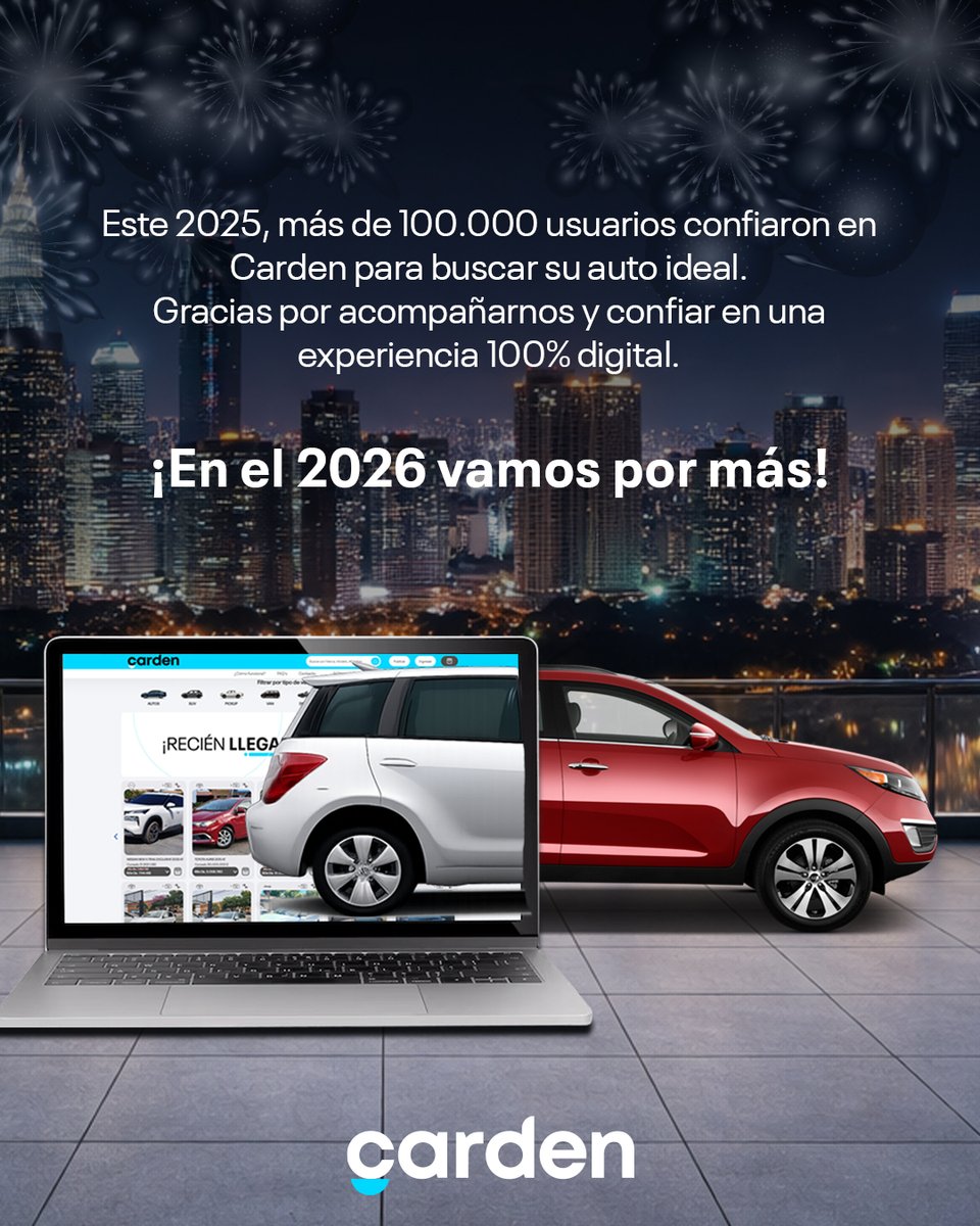 cardenpy's tweet photo. Este 2026 queremos seguir siendo tu principal aliado para encontrar exactamente lo que estás buscando✨🥂

¡Feliz Año Nuevo!

#Carden https://t.co/kvaaDRqn2y