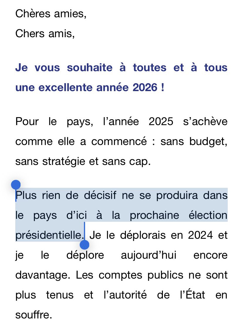 Edouard Philippe vous souhaite une bonne année 2026 même si « plus rien de décisif ne se produira dans le pays d’ici à » … 2027 !!!!

Les pires vœux politiques ever seen.
