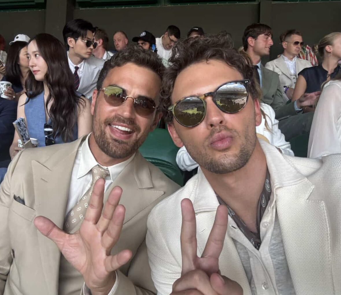 LeftKidney4Theo's tweet image. New/Old photo of Theo James and Cooper Koch at Wimbledon 

📸 paytonjkoch Instagram story