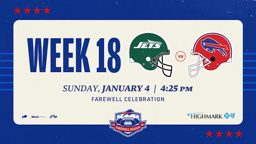 🔴Giveaways/Appearances for regular season finale at Highmark

🔵Fans will get a Highmark Farewell coin with an “I Was There” card (Will be used for coin toss)
🔴Rally towel made to look like a ticket that you can write your seat location on
#BillsMafia