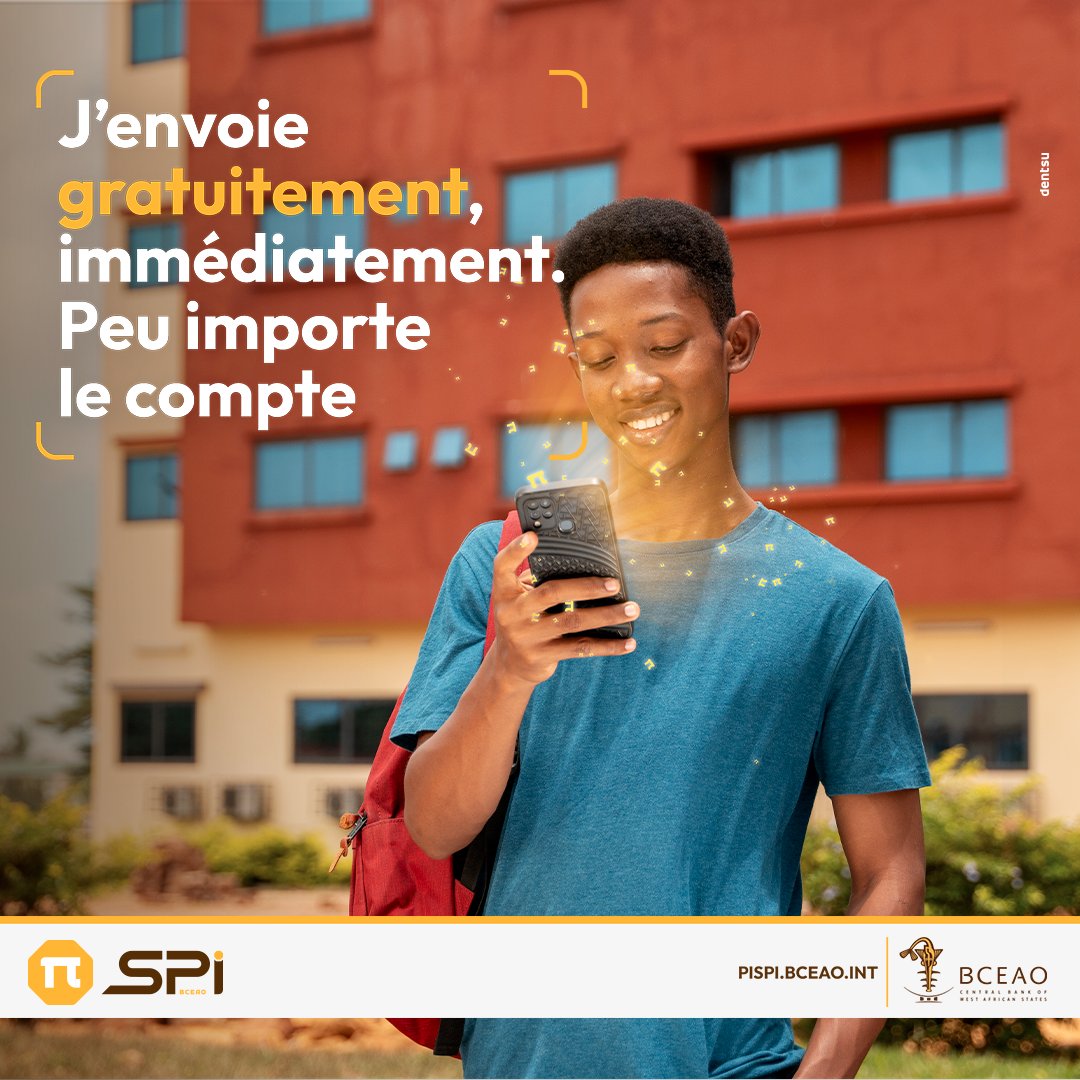 Avec Pi, réalisez des transactions instantanées et gratuites à l'intérieur du pays peu importe le compte, sans avoir à saisir de longues informations grâce à votre Alias.

Rapprochez-vous vite de votre banque ou de votre opérateur mobile money.
#pispi 
#BCEAO