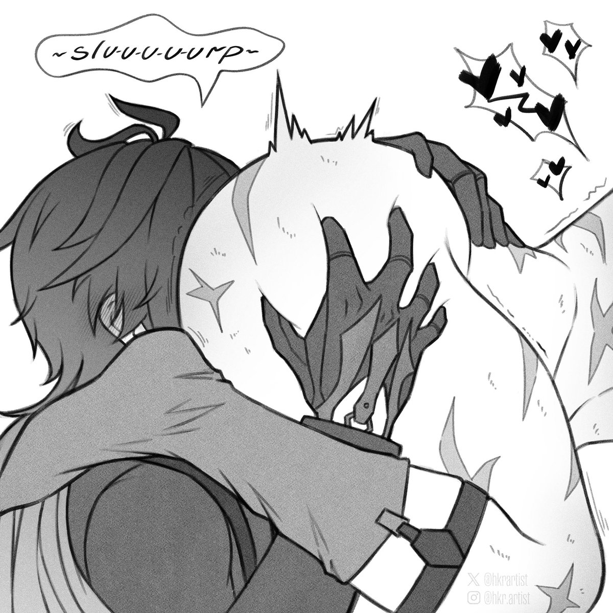 Flins enjoying his celebration cake 🍰

Happy New Year! 🎉 

#Varka | #Flins | #varflins | #knightlight