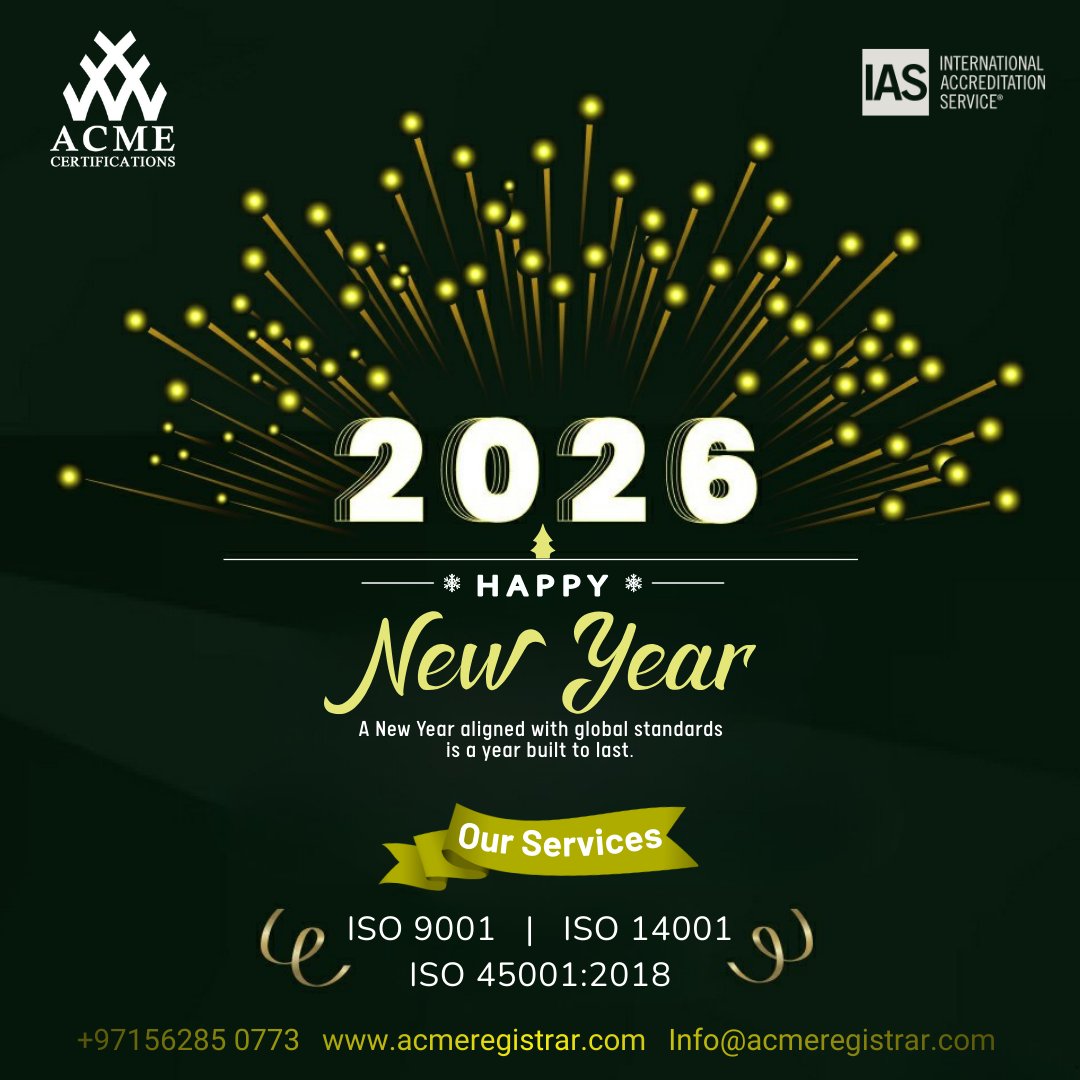 New Year, stronger systems—ISO Certification is the backbone of sustainable success.

#NewYearSystems #ISOExcellence #SustainableBusiness #QualityDriven #CertifiedFuture