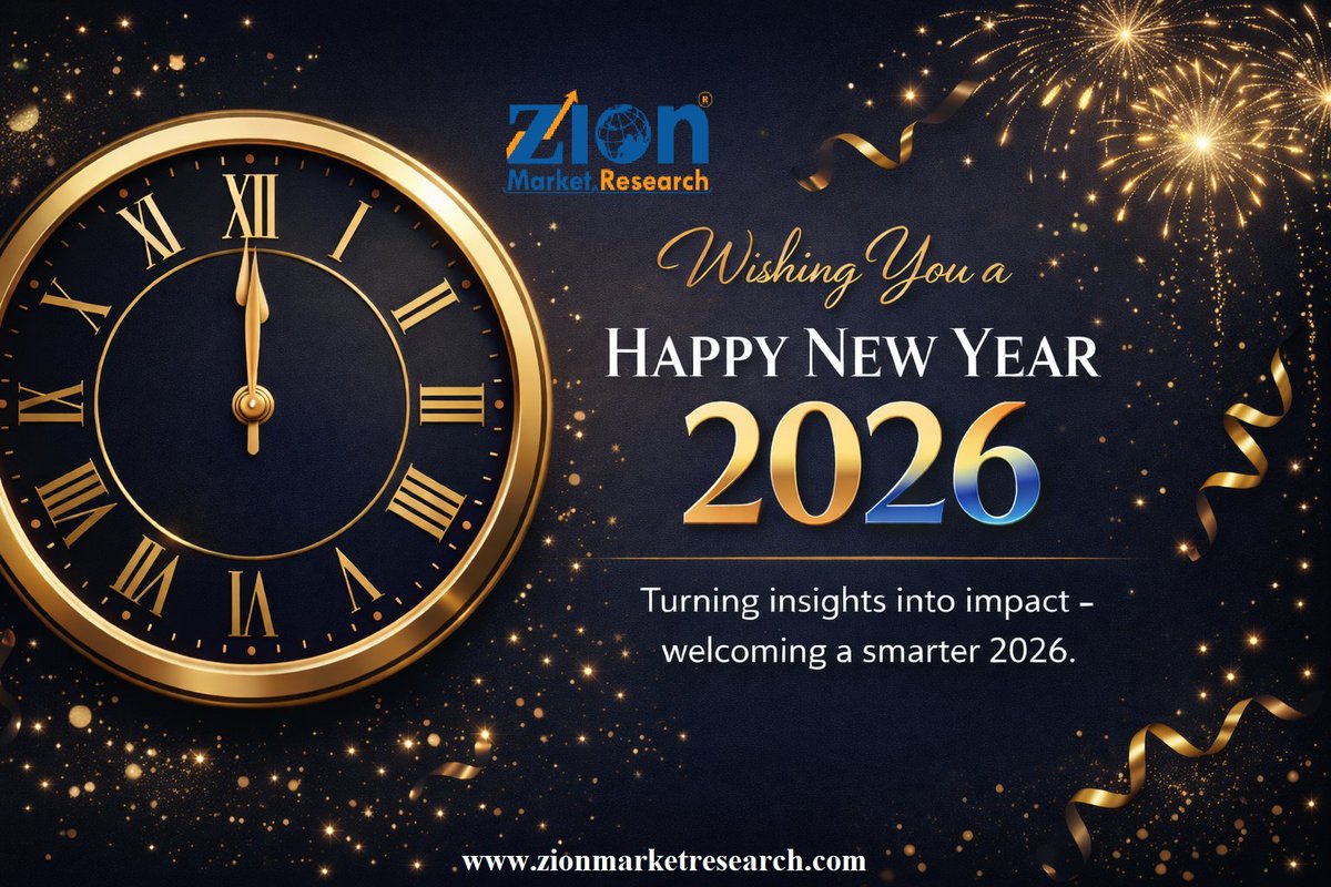 ✨ Welcoming 2026 with renewed insights and stronger decisions.
At Zion Market Research, we remain committed to turning data into impact.
Wishing you a prosperous and insightful New Year!
#HappyNewYear2026 #ZionMarketResearch #MarketInsights #BusinessGrowth