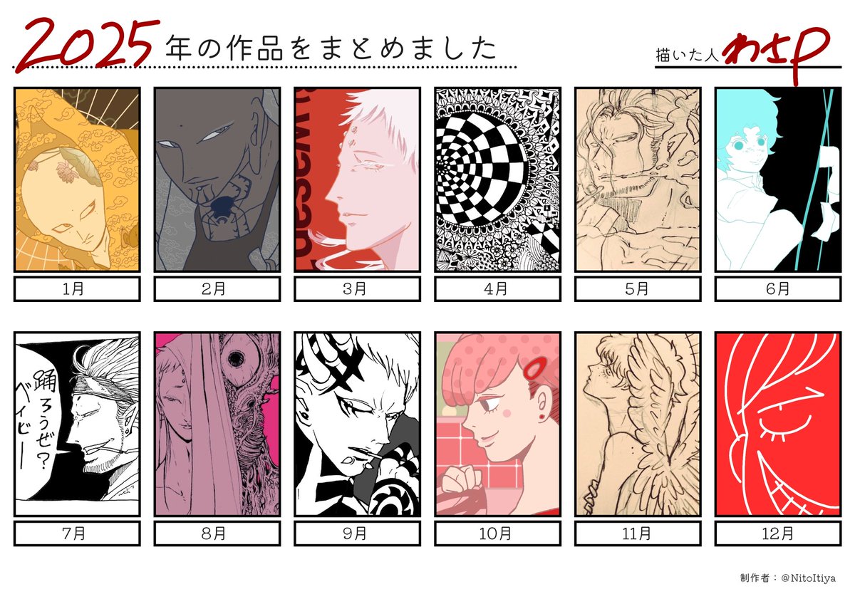 テンプレお借りしました🫰
2025なんだかんだ描いてたね!!
わっさん、エラい‼️
来年もよろしくお願いします🙇 