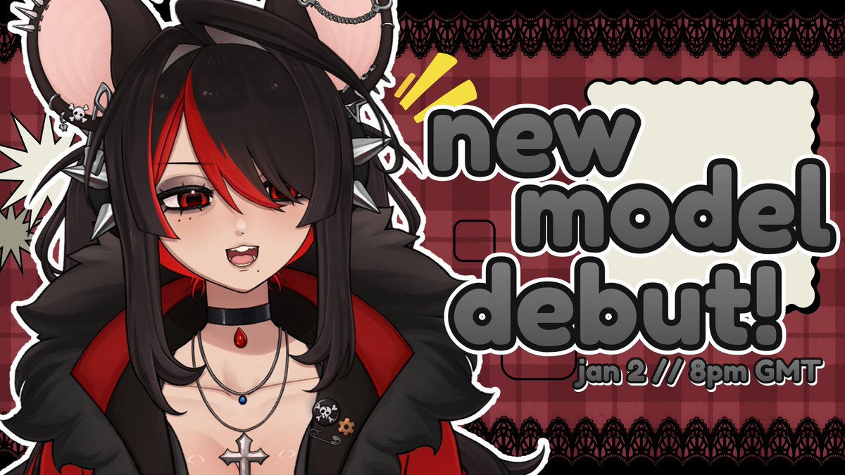 ˗ˏˋ ꒰ VTUBER MODEL DEBUT ꒱ ˎˊ˗

your rockstar has gotten a new look 🐀✨i can't wait to show it off to you soon! 

📅 JAN 2
⏰ 8PM GMT