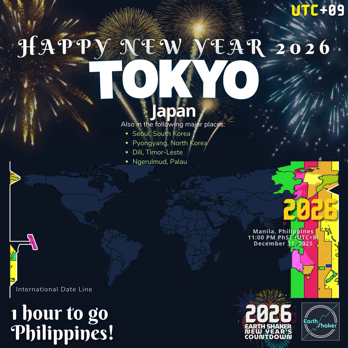earthshakerph's tweet photo. π ππππ ππ ππ β³π΅π
NAGSIMULA NA ANG 2026 SA TOKYO, JAPAN π―π΅β¨
Tokyo follows UTC+9, making Japan one of the first major countries in East Asia to welcome #NewYear2026.
From here, the countdown moves closer to Southeast Asia. π
#CountdownTo2026 #EarthShakerCountdown https://t.co/ojaAQFuExV