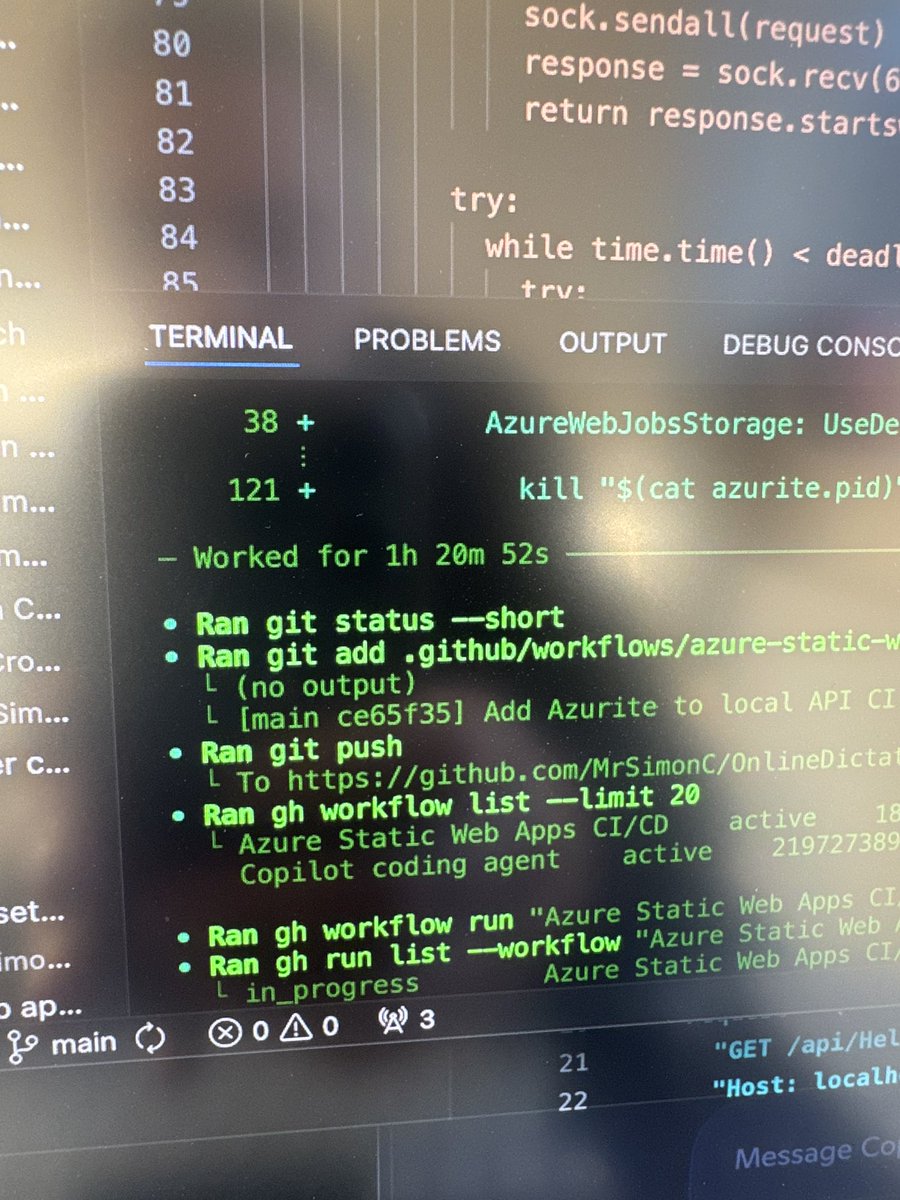 simoncveracity's tweet image. Here is my special moment with Codex; I wanted my API tests to run locally in GitHub actions but it was proving difficult. Whilst I was away having time with my family, Codex pushed and analysed many times and in an 1 hour and 20 minutes … solved it! (5.2-codex medium)