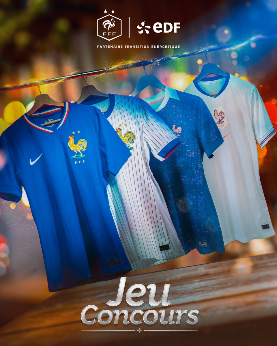 EDF_Foot's tweet image. 𝐉𝐄𝐔 𝐂𝐎𝐍𝐂𝐎𝐔𝐑𝐒 
Pour bien terminer l’année, tentez de remporter un maillot officiel de l’Équipe de France masculine ou féminine.

Pour participer :  
1 - Suivez @EDF_Foot 
2- RT le post 

TAS : mercredi 14 janvier à 10h 

Bonne chance à toutes et à tous