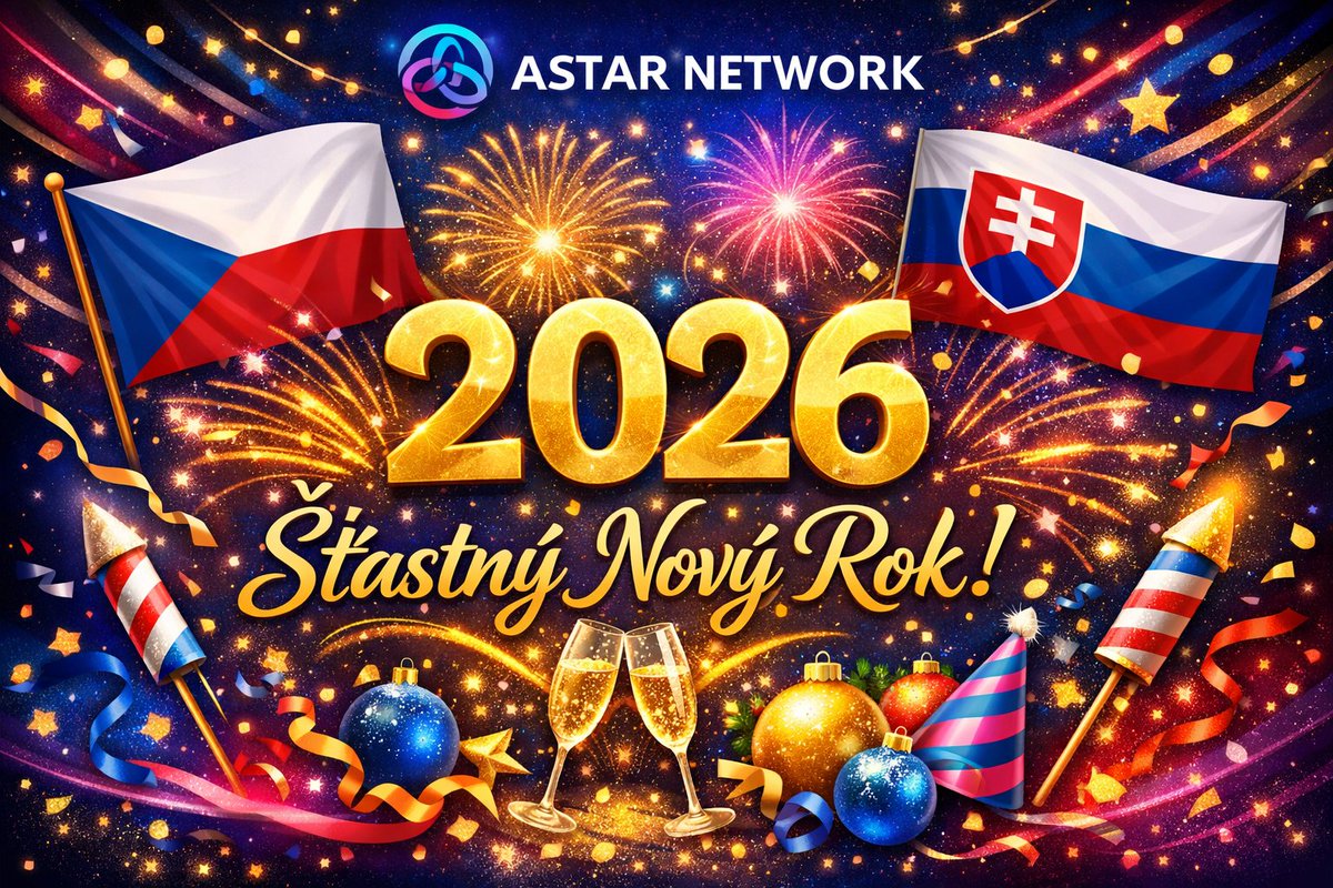 AstarNetwork_CS's tweet image. Šťastný Nový Rok 2026! ✨

From CZ 🇨🇿 &amp;amp; SK 🇸🇰 to the global Astar Collective 🌐

Keep stacking dApps &amp;amp; building Web3 with us!