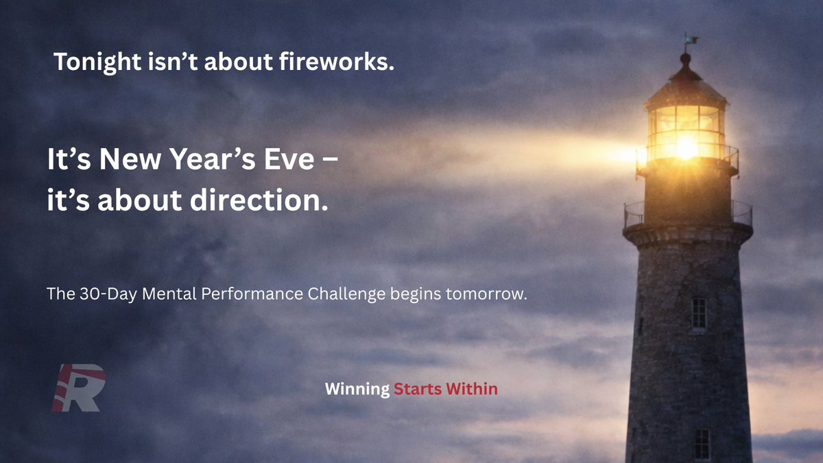 coachronmpm's tweet image. 🎉 𝐍𝐄𝐖 𝐘𝐄𝐀𝐑'𝐒 𝐄𝐕𝐄

Tonight isn’t about fireworks.
It’s about direction.

The 30-Day Mental Performance Challenge begins tomorrow.
Choose your next step now.

#NewYearsEve #WinningStartsWithin #MentalPerformance