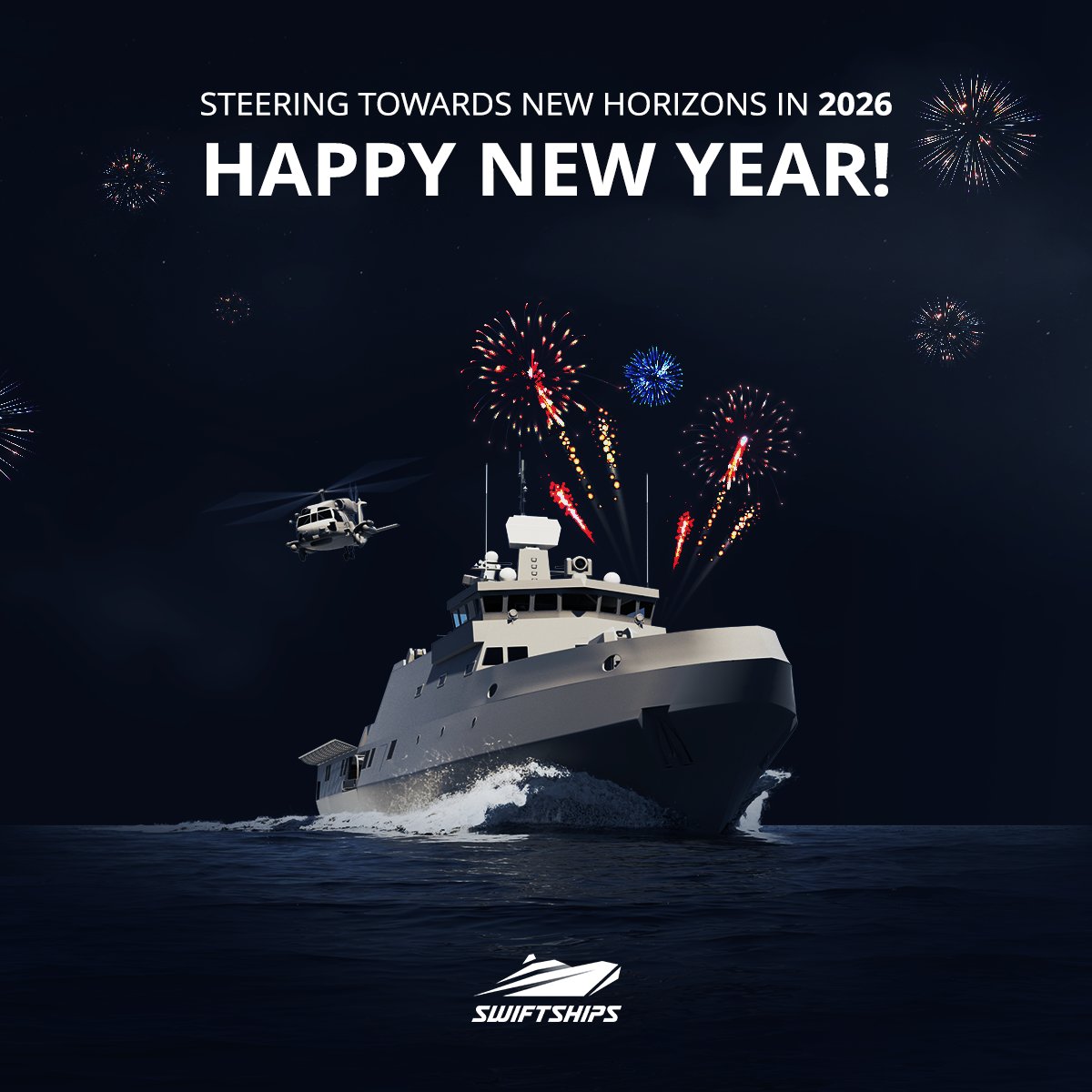 As we set our course for 2026, we remain committed to navigating new frontiers, overcoming challenges, and embracing opportunities that lie ahead.

Wishing you all smooth sailing in the year ahead!

#Swiftships #NewYear2026 #MaritimeInnovation #SmoothSailing #NewYears
