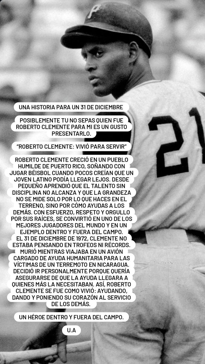 Posiblemente tu no sepas quien fue Roberto Clemente para mi es un gusto presentarlo.