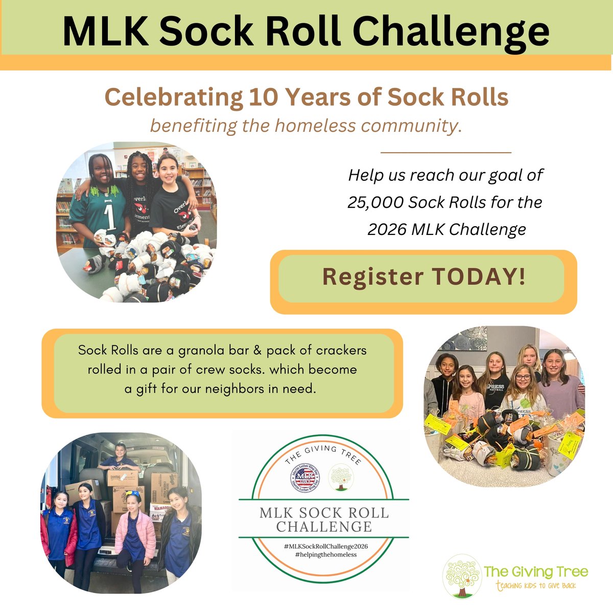 Join us for our 10th Annual MLK Sock Roll Challenge! Honor Dr. King’s legacy of service by creating sock rolls for individuals experiencing #homelessness. Gather your school, team, family, or friends and join us in turning compassion into action.
bit.ly/4qscUGz