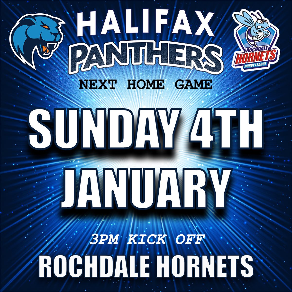 HalifaxPanthers's tweet image. NEXT UP | SALTONSTALL TESTIMONIAL 🔵⚪️🐾

The Panthers return to pre season action this Sunday 4th January 3pm Kick Off as we welcome @RochdaleHornets to The Shay for James Saltonstall's Testimonial Match 

Tickets on sale now: ticketpass.org/event/EGVCJV/h…

Cash turnstiles open on the…
