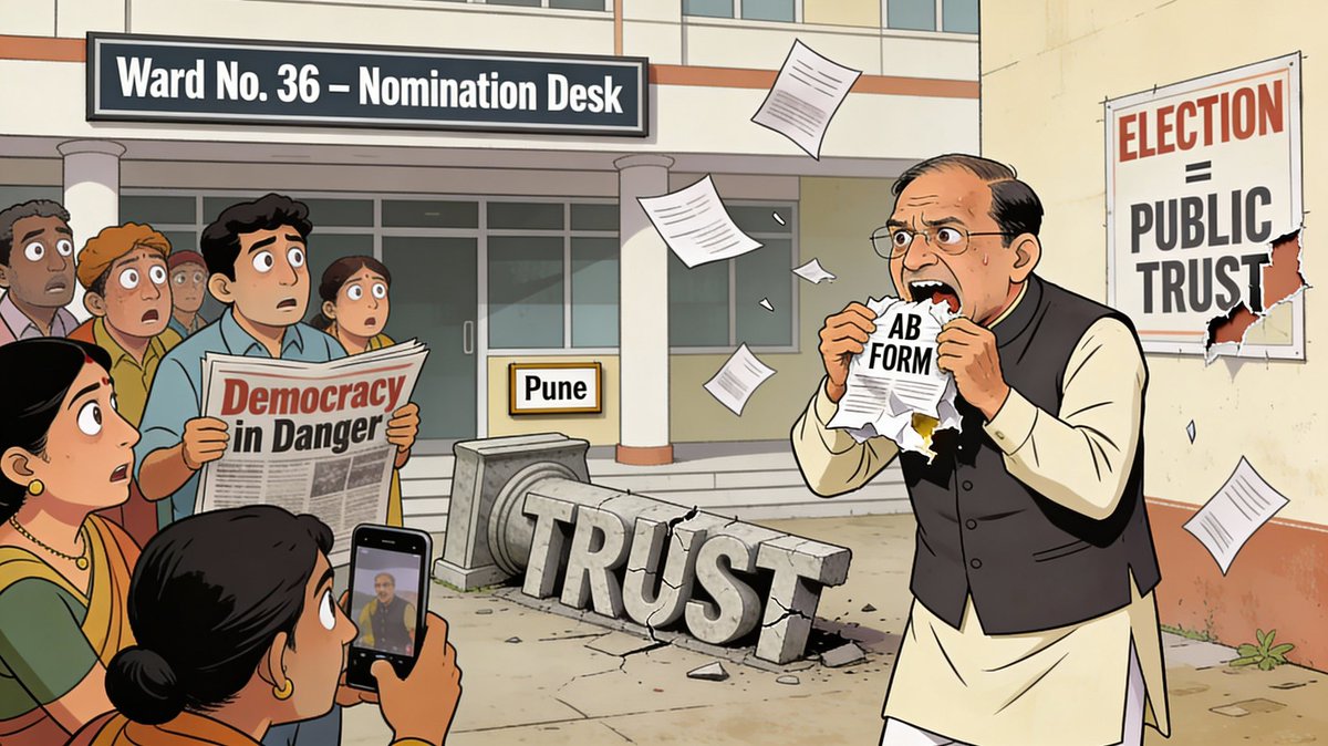 VijayKumbhar62's tweet image. In Pune, a candidate swallowed his rival’s ‘AB Form’ — politics hits a new low.

During the intense scramble for candidatures in the Pune Municipal Corporation elections, candidates from all parties were seen running pillar to post to secure their party’s official AB Form. But…