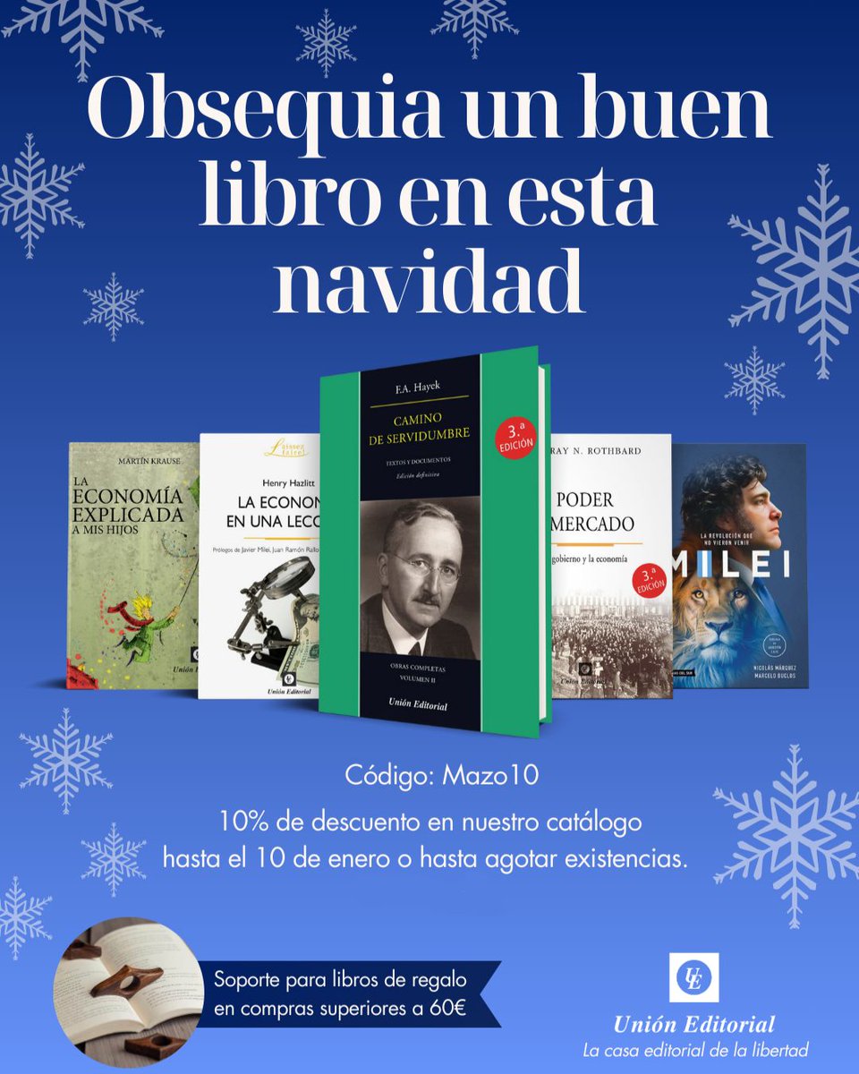 UnionEditorial's tweet image. Promoción especial Mazo10

10% de descuento
hasta el 10 de enero
con un regalo para compras superiores a 60€

buff.ly/CQjH5Pj