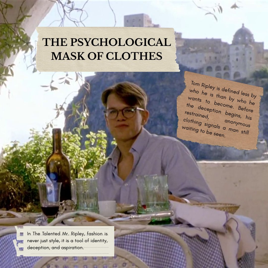 miseenscrap's tweet photo. "I always thought it would be better to be a fake somebody than a real nobody." 🧥✨

Tom Ripley's evolution is a masterclass in the psychological mask of fashion- where every linen shirt is a step further from the truth.

#MixedMediaArt #TheTalentedMrRipley https://t.co/NdSrsTe5kV