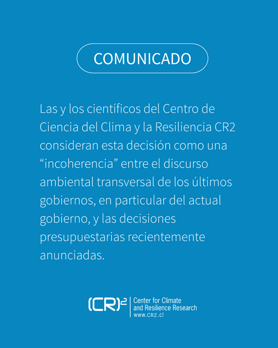 CR2_uchile's tweet photo. 📣 Comunicado oficial CR2 en relación a resultado de financiamiento @ANID_Chile 

📌 Revisa el comunicado completo en https://t.co/7eDTlEfiG0 https://t.co/jKLuG6JqHr