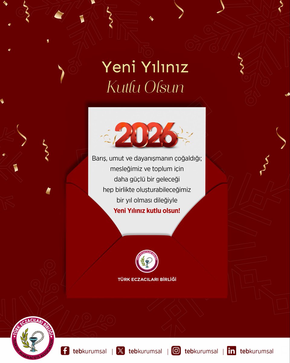 Barış, umut ve dayanışmanın çoğaldığı; mesleğimiz ve toplum için daha güçlü bir geleceği hep birlikte oluşturabileceğimiz  bir yıl olması dileğiyle. 

Yeni Yılınız kutlu olsun!