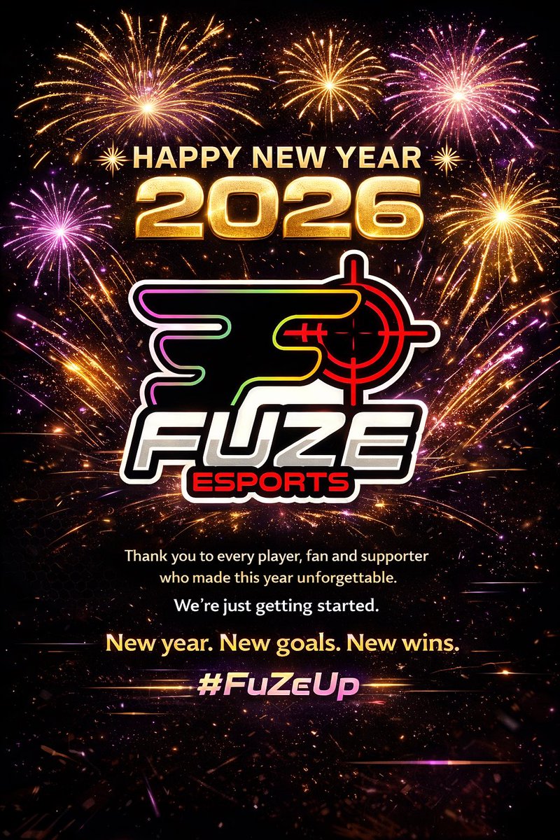 FuzeEsports_'s tweet photo. 🎆 Happy New Year from FuZe Esports 🎆

Thank you to every player, fan and supporter who made 2025 unforgettable.
We’re just getting started — 2026 is our year. 💜

New year. New goals. New wins.
#FuZeUp #HappyNewYear #Esports #FuZe https://t.co/xp9c8LgAow