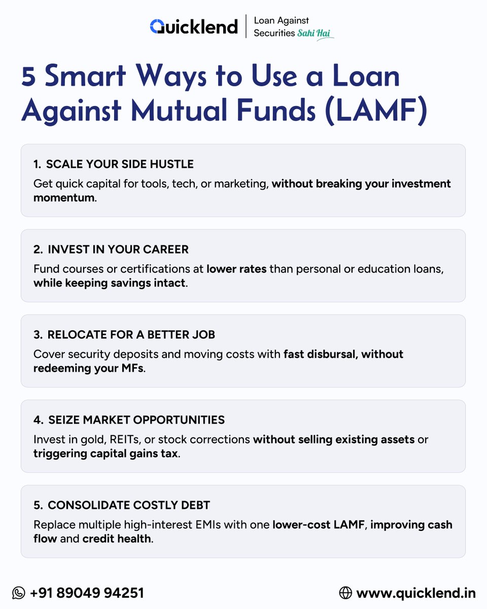 LAMF isn't just about emergencies. It's a strategic financial tool that unlocks liquidity while keeping your wealth-building journey intact.

From scaling side hustles to seizing market opportunities, LAMF is a strategic tool when used right.

Here are five scenarios where LAMF