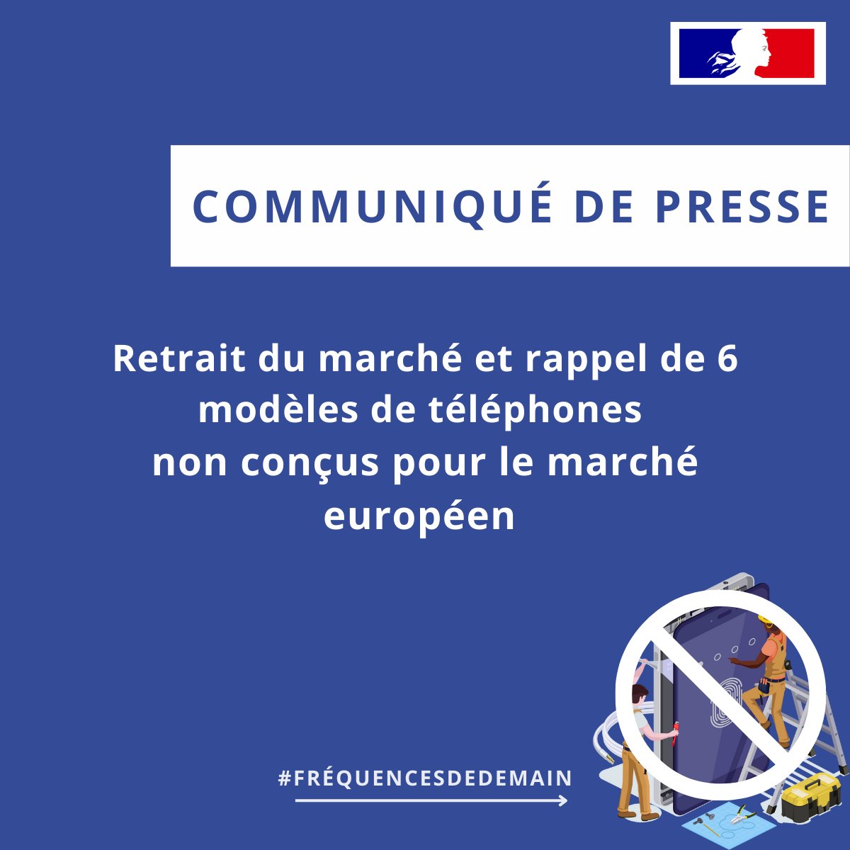 📰 L’ANFR a demandé le retrait du marché et rappel de 6 modèles de téléphones non conçus pour le marché européen : KXD CLASSIC A10, OPPO F11-CPH1911, VIVO Y79A, OSCAL FLAT 1C, BLACKBIEW WAVE 6C et HOTWAV CYBER 15

Pour + d'informations 👉 anfr.fr/liste-actualit…