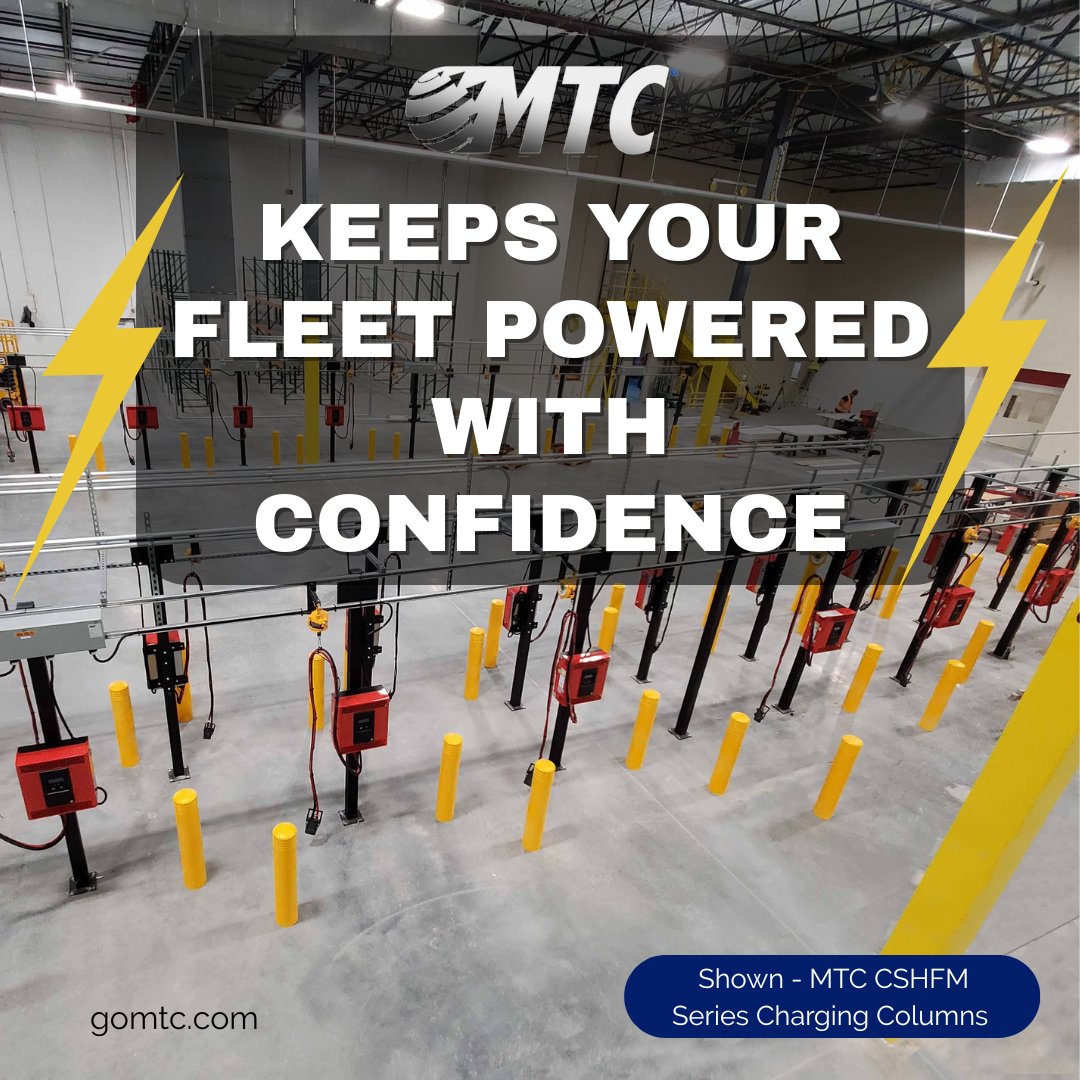 Keep your fleet powered with confidence.

The MTC CSHFM Series Charging Columns deliver a straightforward, reliable way to charge fork trucks, combining safety, efficiency, and cost‑effectiveness in one solution.

#BatteryHandling #GoMTC #MTCDoMore