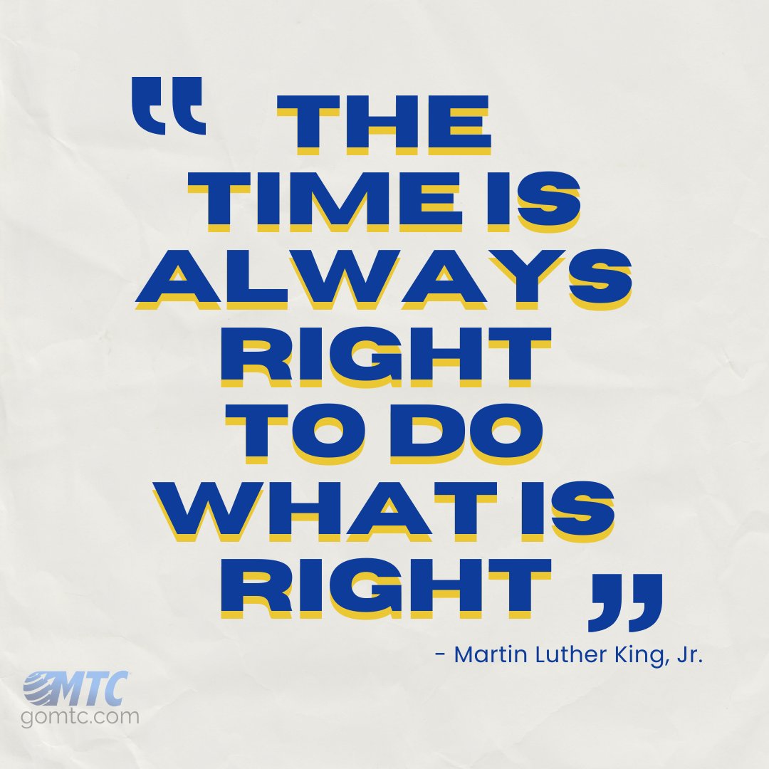 Today, we honor the life and legacy of Dr. Martin Luther King Jr., a reminder to lead with courage, compassion, and unity.

#MTCDoMore #GoMTC #MLKDay