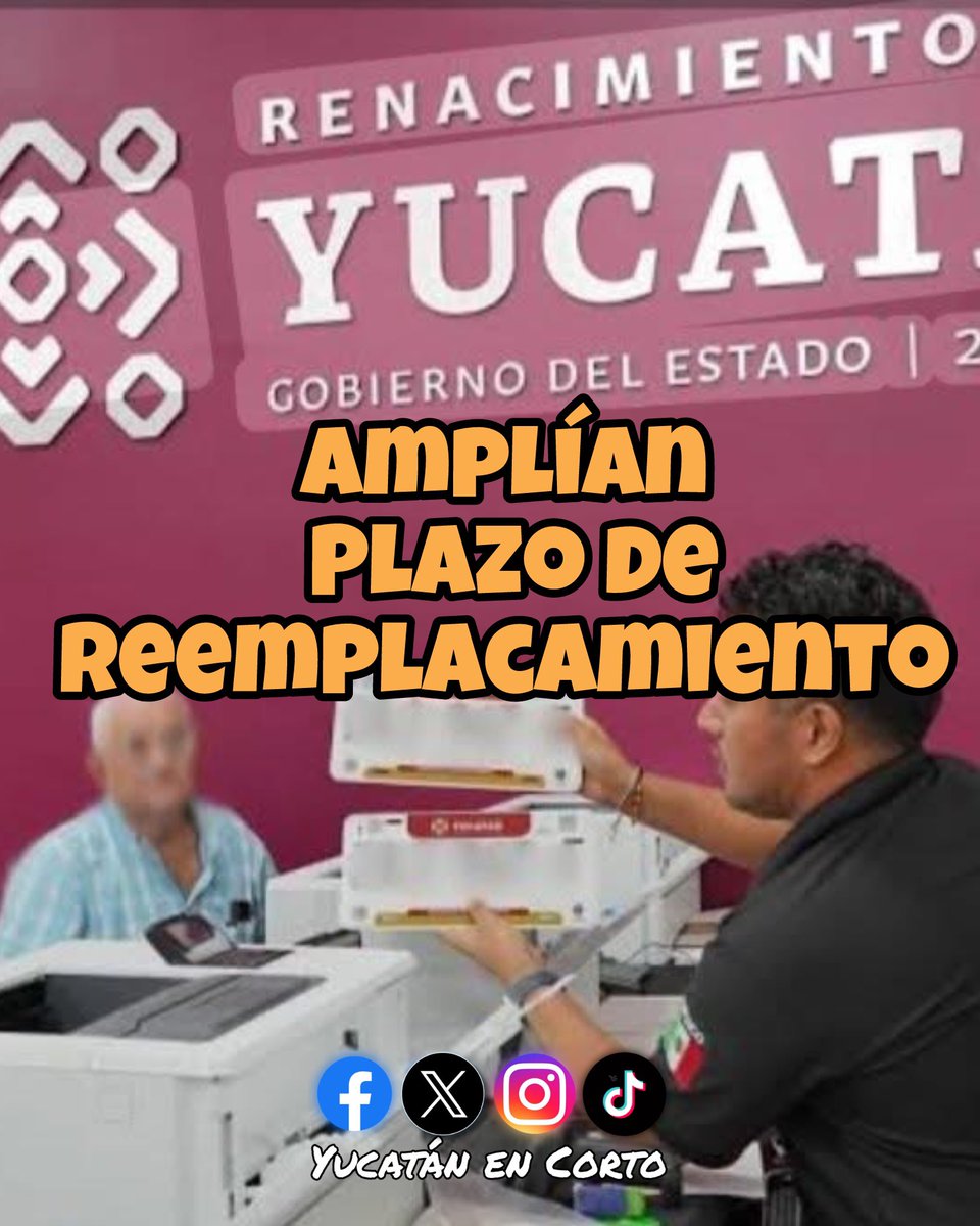 🔴 PRÓRROGA !!!  Amplían seis meses el reemplacamiento en Yucatán
 Durante el primer semestre de 2026 se podrá circular con placas anteriores sin infracciones; se respetarán descuentos a quienes iniciaron su trámite o agendaron su cita en 2025.