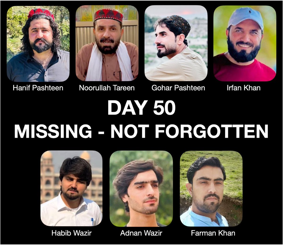 Moni_Kakar's tweet photo. This is state violence, not policing. After attending a jirga called by @SohailAfridiISF, PTM leaders were picked up by #LEA &amp; erased. Enforced disappearance is a crime.

Produce them before court NOW or release them. 
#EndEnforcedDisappearances #PTMLeaders #Day50 https://t.co/XOFayAkqAu