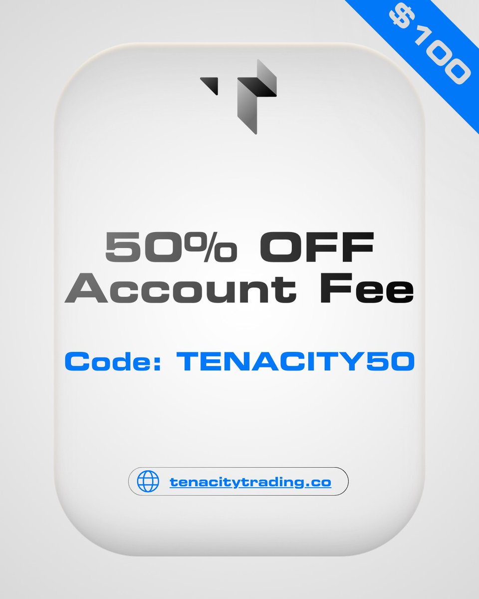 TenacityTr's tweet image. USE CODE “TENACITY50” FOR 50% OFF TENACITY ACCOUNTS

$100 $50K ACCOUNTS WITH COUPON CODE

#tenacitytrading #futurestrading #proptrading