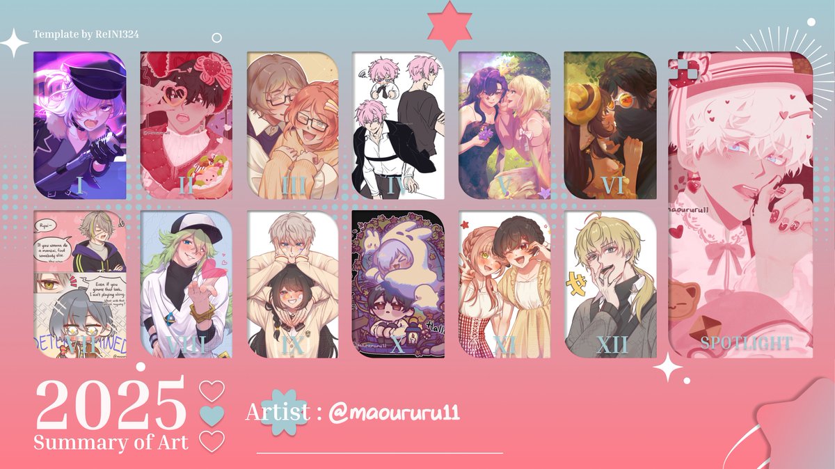 My art summary this year!!

Most of it are comms TT hoping to get better next year and have my time to actually do personal arts