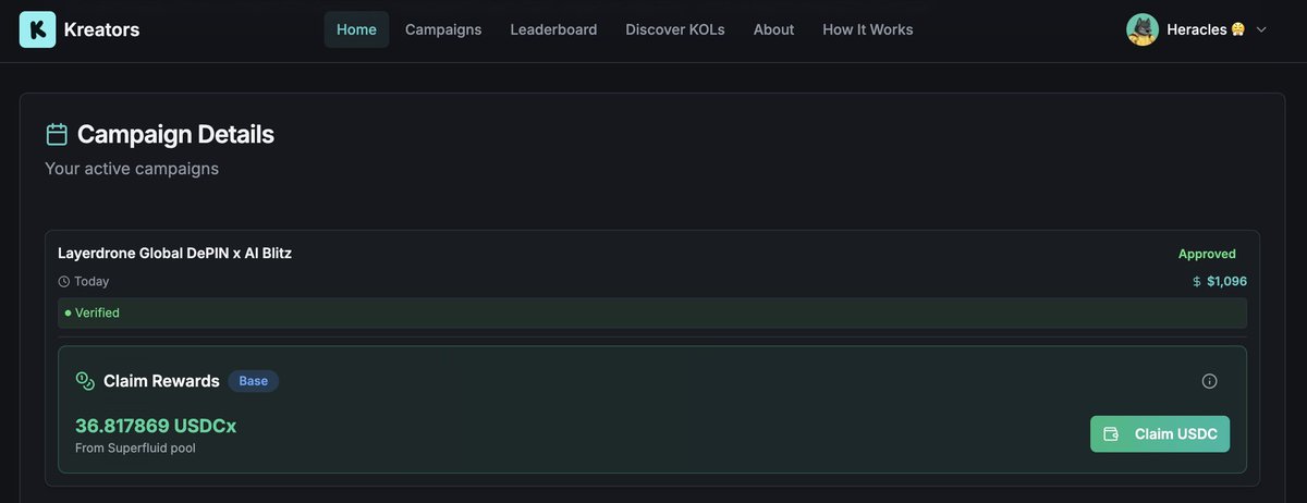 Web3Heracles's tweet image. I would like to give a deserved shout out to @kreators_world 🫡

I got paid $36.81 for the tweet below!
As a new InfoFi platform I think its impressive that you can reward users like that for 1 tweet ✊🏻

I look forward to participating more in 2026 💯