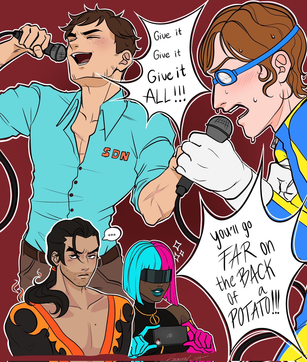 Saw an animation by mopukyit on tt and had to make a quick drawing about it 😭 i ♥️ them sm #dispatch #flambert #Sparklingwater #robertrobertson #flambae #prism #waterboy