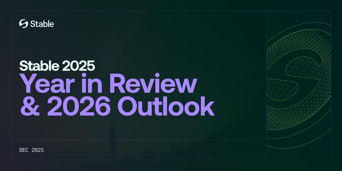 stable's tweet image. From concept to mainnet.

The Stable 2025 Year in Review &amp;amp; 2026 Outlook is live, detailing how StableChain launched with real usage, day-one partners, and a clear path toward global stablecoin settlement.

Read the full report ↓