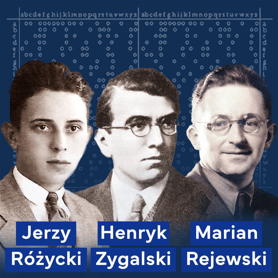 CyberWojska's tweet photo. 🗓️ 93 lata temu, 31 grudnia 1932 roku, Marian Rejewski dokonał jednego z najbardziej przełomowych odkryć w dziedzinie kryptologii - złamał zasadę działania maszyny szyfrującej #Enigma i odczytał pierwsze niemieckie depesze. 

W styczniu 1933 roku Rejewski połączył siły z Jerzym Różyckim i Henrykiem Zygalskim. Trójka matematyków rozpoczęła pracę, która nie tylko zrewolucjonizowała kryptologię, ale też znacząco wpłynęła na losy II wojny światowej.