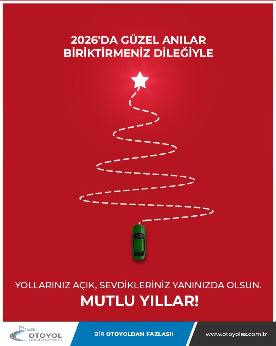Bir yılı daha geride bırakırken, İstanbul–İzmir Otoyolu boyunca sizlere güvenli ve konforlu hizmet sunmanın mutluluğunu yaşıyoruz. Yeni yılda yollarınız hep açık, yolculuklarınız huzurlu, sevdiklerinizle geçirdiğiniz anlar keyif dolu olsun.

otoyolas.com.tr 
 #MutluYıllar