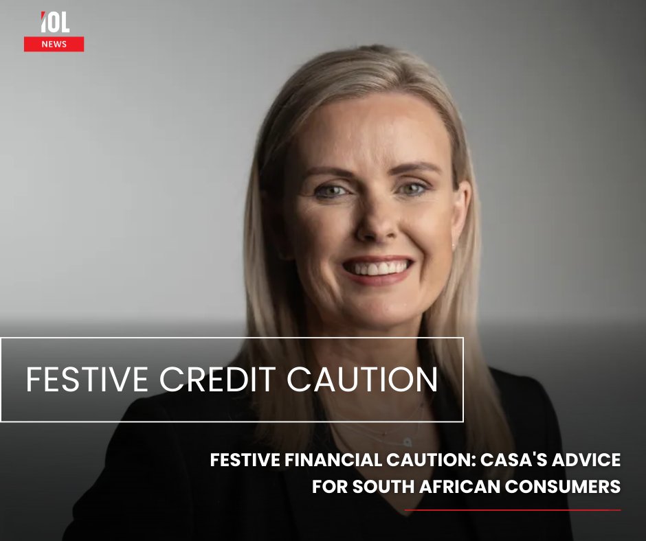 IOL's tweet photo. CASA urges South Africans to use only NCR-registered credit providers this festive season to avoid post-holiday financial strain.
#ResponsibleBorrowing #CreditAwareness #CASAAlert #NCRRegistered
Read on https://t.co/xpYeiRq3yB https://t.co/RscyK9gpfp