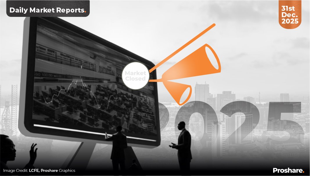 TheAnalystNG's tweet photo. Domestic Bourse Closed 2025 Strong with a YTD Return of 51.19% and Market Capitalisation at N99.38trn; BDC Rate Appreciated to N1,470/US$1

read more: https://t.co/iYNXUomJ4r

#AskProshare
#MarketUpdate https://t.co/0xYiFKbOYb