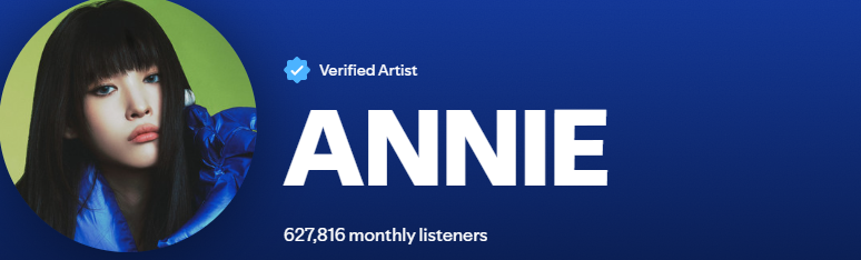 #ANNIE from (#ALLDAYPROJECT) reaches a new peak of Monthly Listeners on Spotify 627,816 (+20,440)
